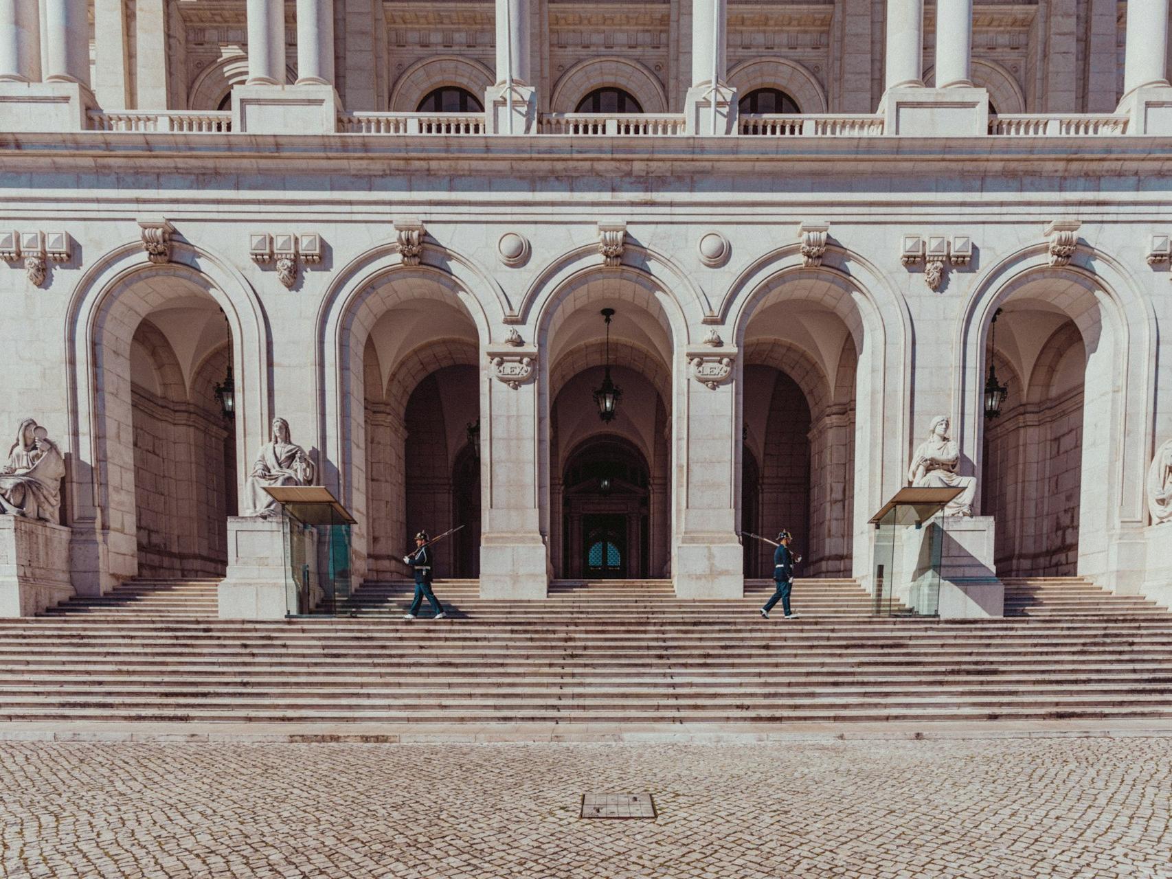 a large building with a bunch of steps leading to it